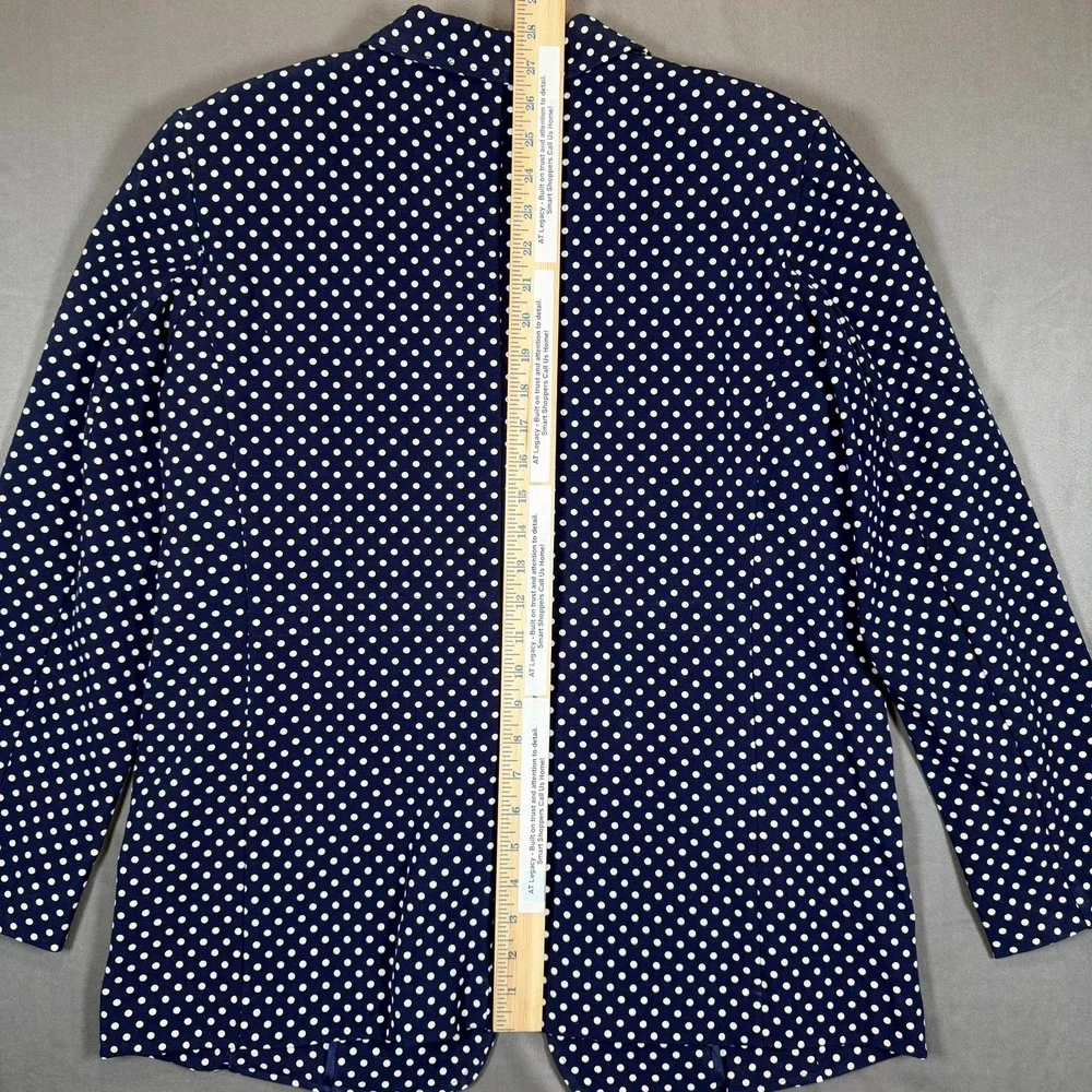 Twiggy London Navy‎ Blue White Polka Dot Single Button Blazer Jacket XL